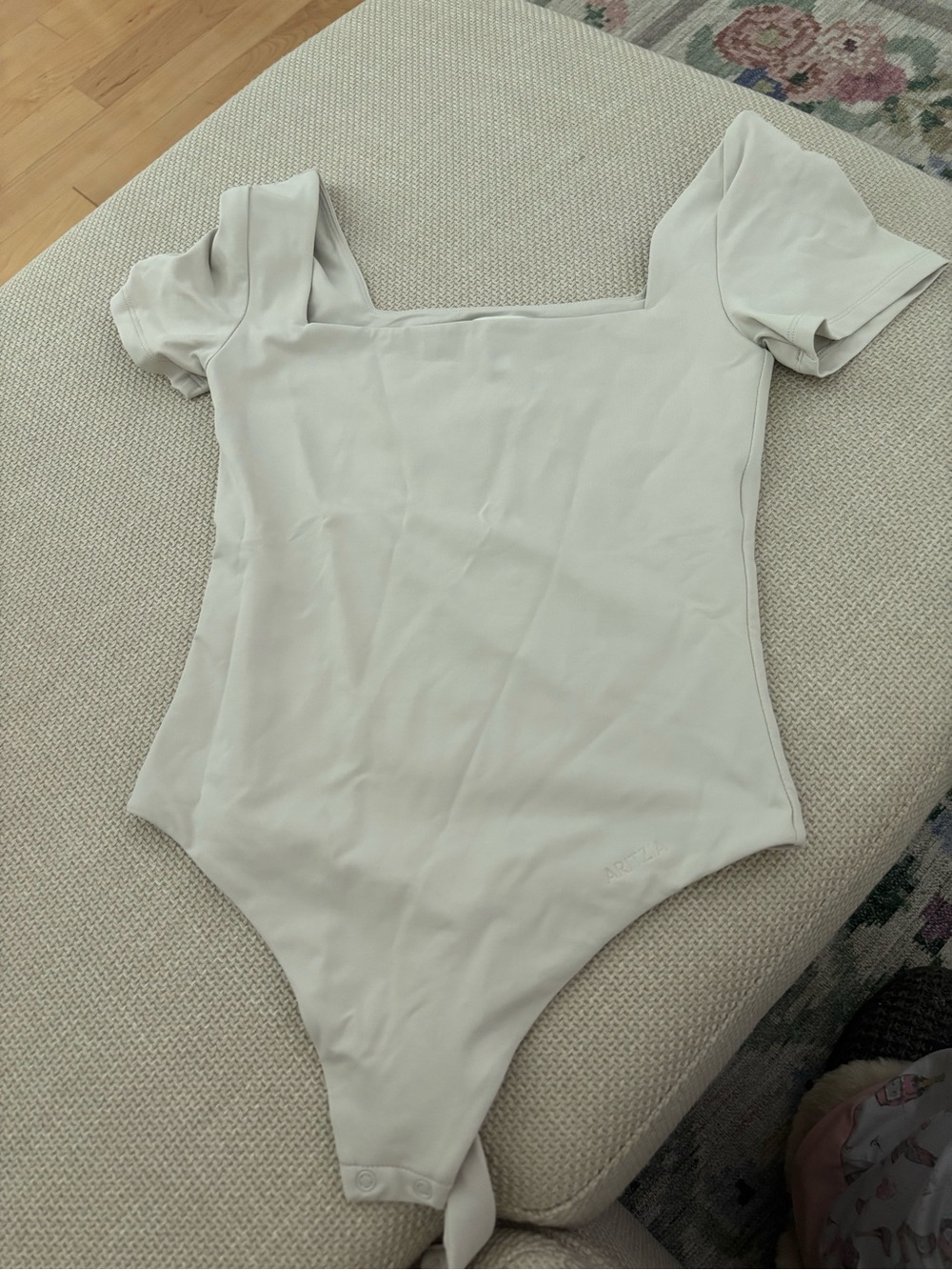 Aritzia light grey/white Short Sleeve One-Piece Bodysuit